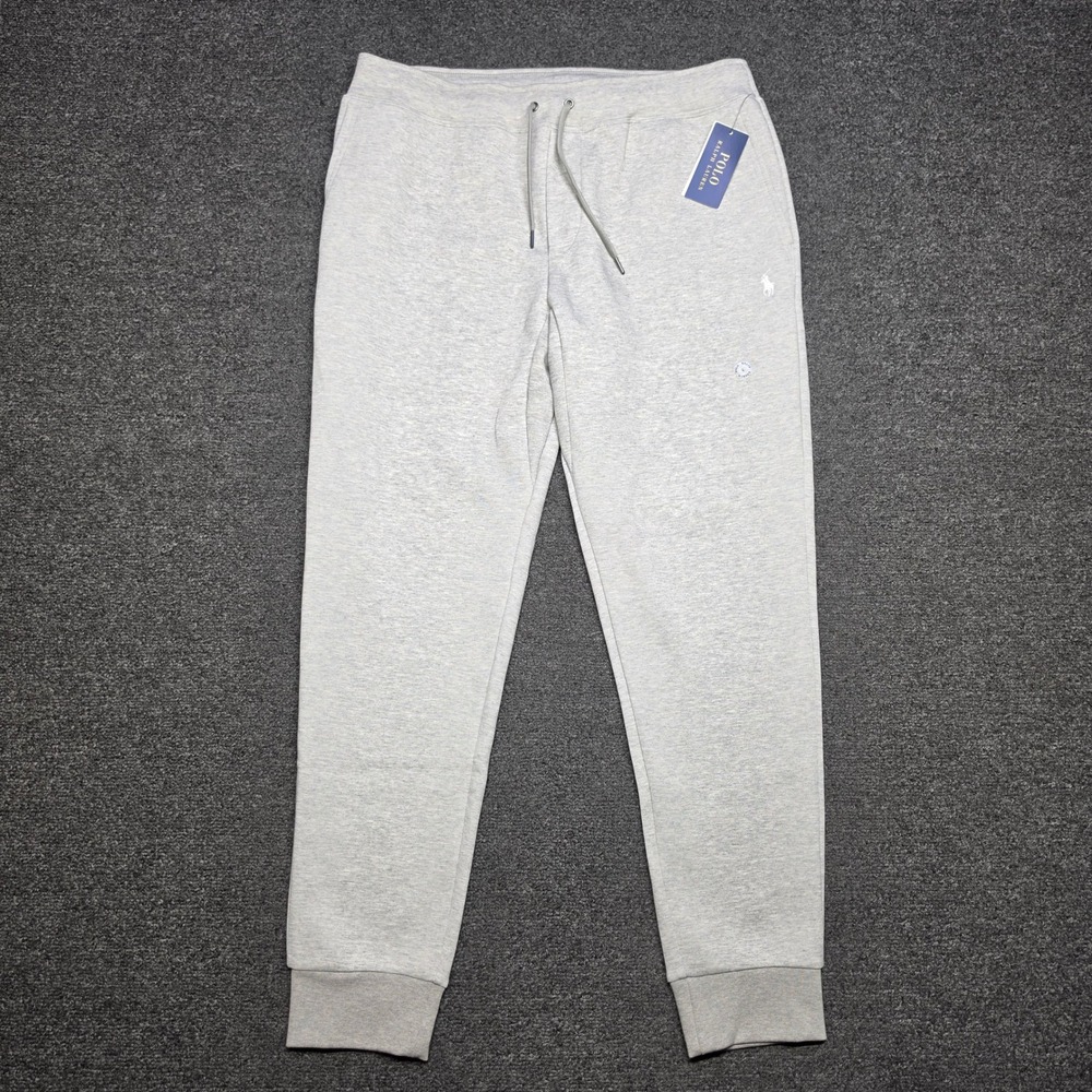 Polo Ralph Lauren Joggers Grey Mens Large Heathered Cotton Blend Preppy Pony NEW